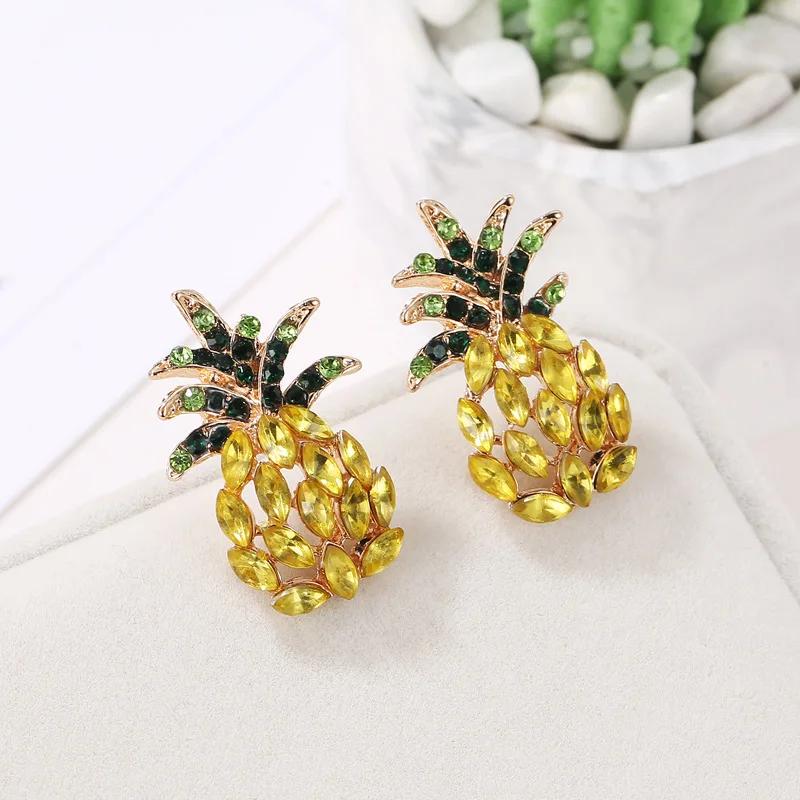 

Pineapple Crystal Drop Dangle Earrings for Women 2019 Hot Sale Boho Rhinestone Statement Earring Fashion Jewelry Bijoux