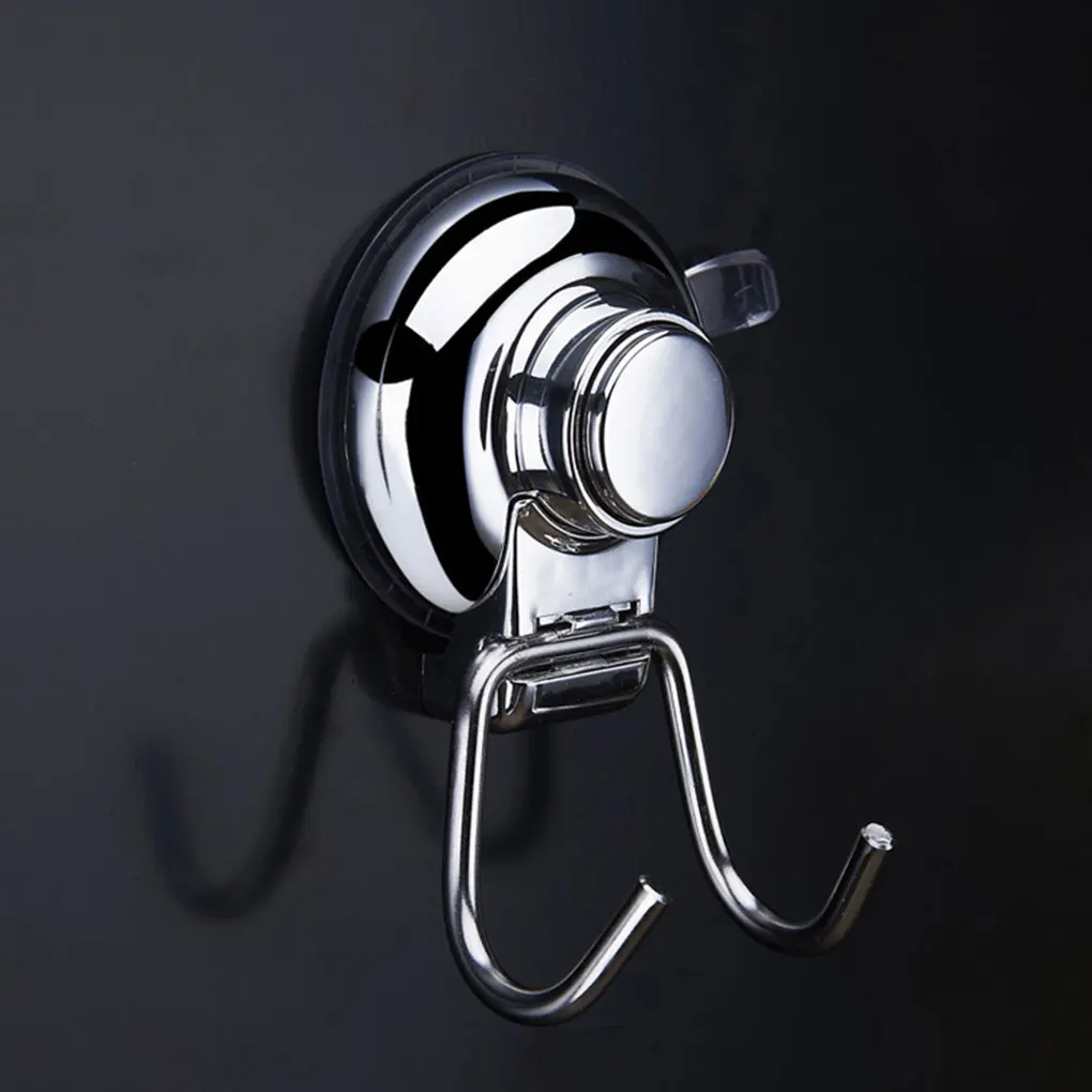 

2 Pcs Stainless Steel Suction Cup Vacuum Double Hook No Drilling Non-mark Bathroom Kitchen Shower