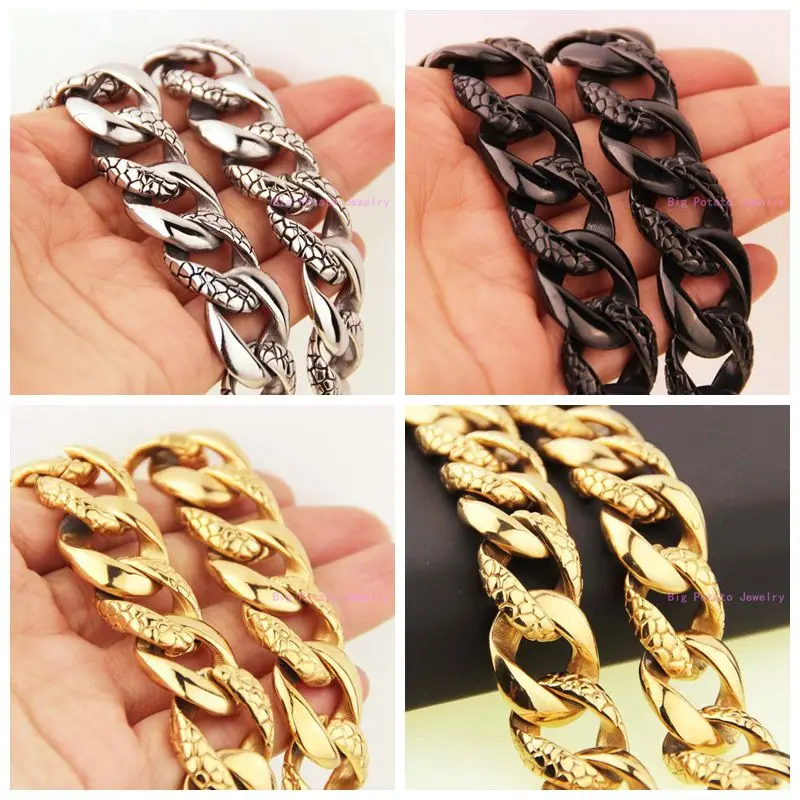 Exquisite Design 18MM Silver Gold Black Tone 316L Stainless Steel Casting Necklace Chain For Handsome Men's Jewelry 57cm 212g
Exquisite Design 18MM Silver Gold Black Tone 316L Stainless Steel Casting Necklace Chain For Handsome Men's Jewelry 57cm 212g