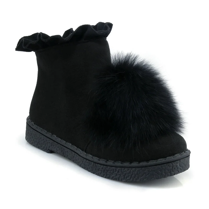 Plus Size 30-44 45 Faux Fur Decoration Winter Snow Boots Ankle Boots with Zipper Women Fashion Boots Round toe Black Shoes Woman (18)