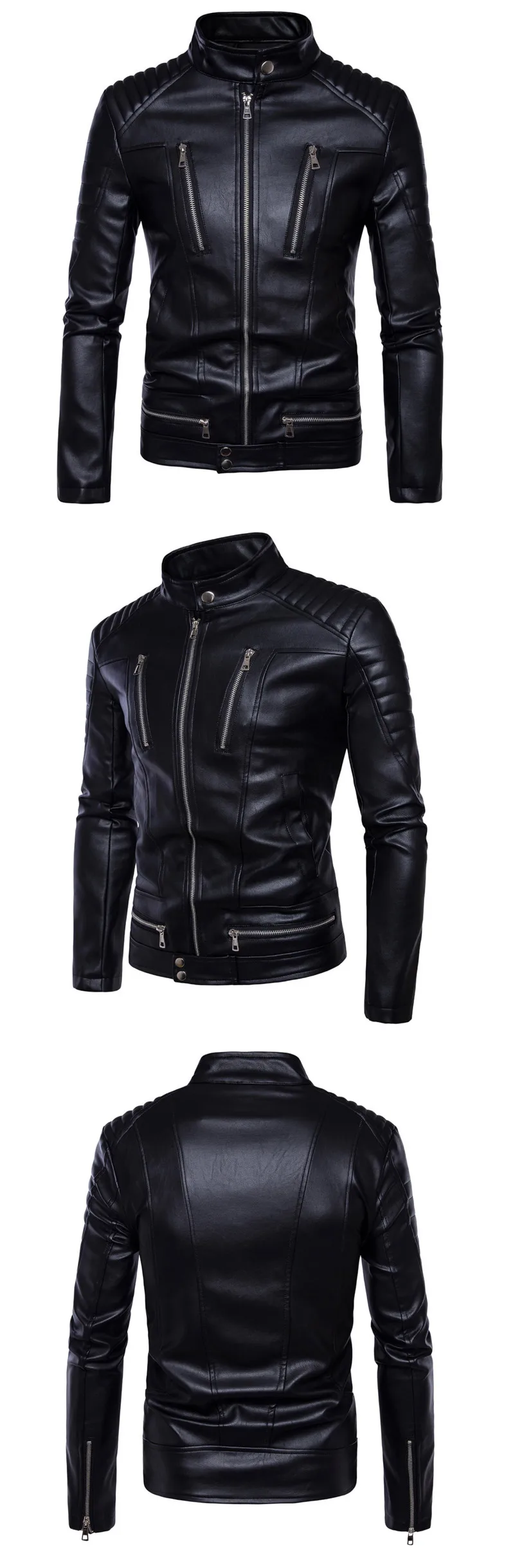 AOWOFS Newest British motorcycle leather jacket Classic design multi-zippers Men's Locomotive Jackets Bomber leather Jacket coat 18