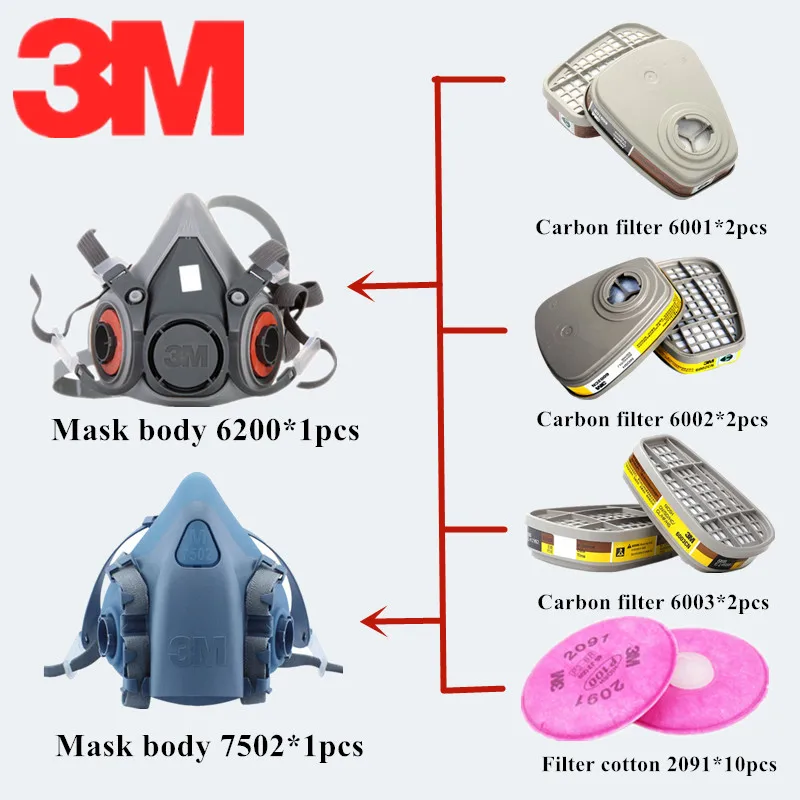 17 In 1 6200/7502 Half Gas Mask Respirator Organic Vapor Acid Gases 6000 Series Replaceable Dual Carbon Cartridge Chemical Work 
17 In 1 6200/7502 Half Gas Mask Respirator Organic Vapor Acid Gases 6000 Series Replaceable Dual Carbon Cartridge Chemical Work