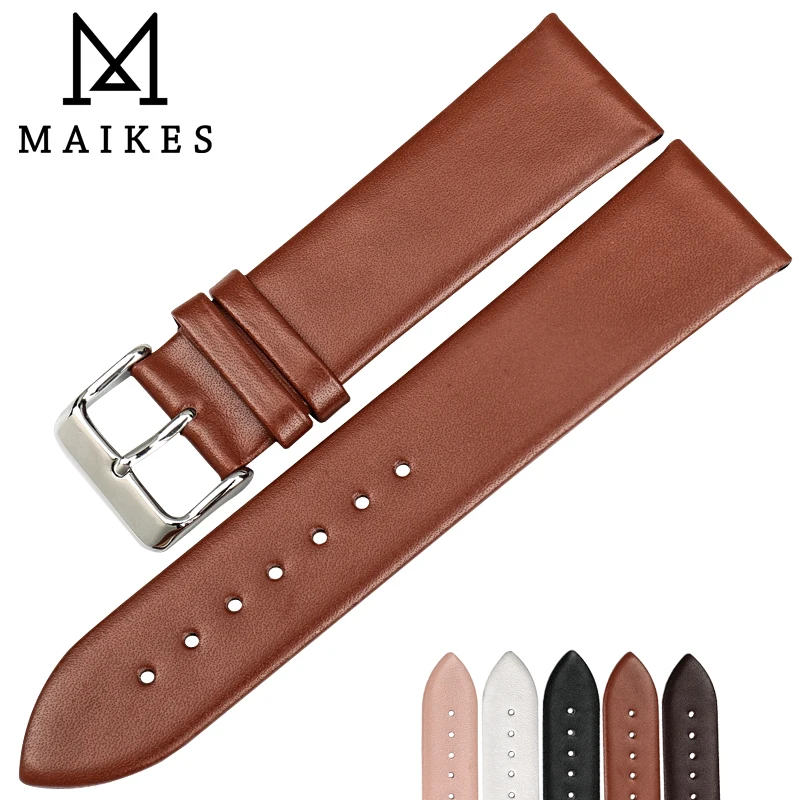 Аксессуары для часов MAIKES ремешок из натуральной кожи модный тонкий браслет 12 мм-24