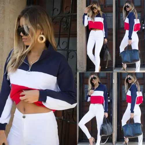 New Fashion Stripe Splice Hoodies Women Long Sleeve Short Sweatshirts Crop High Collar Top Long Sleeve Pullover Zip Cotton Top
New Fashion Stripe Splice Hoodies Women Long Sleeve Short Sweatshirts Crop High Collar Top Long Sleeve Pullover Zip Cotton Top