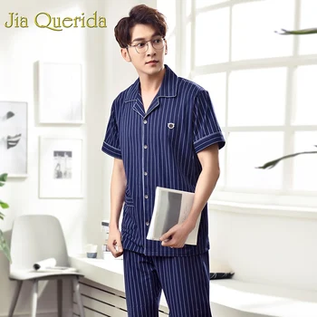 J&Q Men Pyjamas Mens Sleepwear 2019 Spring New 100%cotton Pyjama Homme Coton Stripe Male Lingerie Pj Cardigan Button Lounge Suit
J&Q Men Pyjamas Mens Sleepwear 2019 Spring New 100%cotton Pyjama Homme Coton Stripe Male Lingerie Pj Cardigan Button Lounge Suit