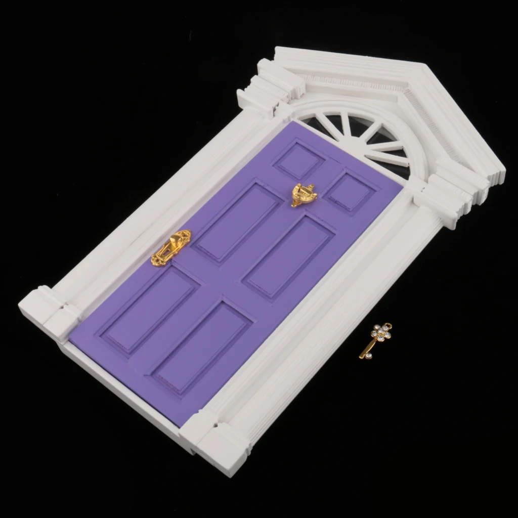 DIY 1:12 Dollhouse Miniature Wooden European-style Villa Gate Door 1/12 Doll House Decor Furniture Toys for Children Kids Gift
