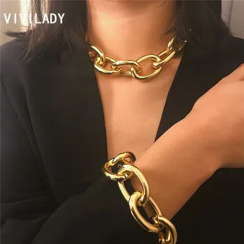 VIVILADY Big Round Gold Silver Color Alloy Women Jewelry Set Necklace Bracelet Punk Minimalist Style Beach Charm Party Bijoux
VIVILADY Big Round Gold Silver Color Alloy Women Jewelry Set Necklace Bracelet Punk Minimalist Style Beach Charm Party Bijoux
