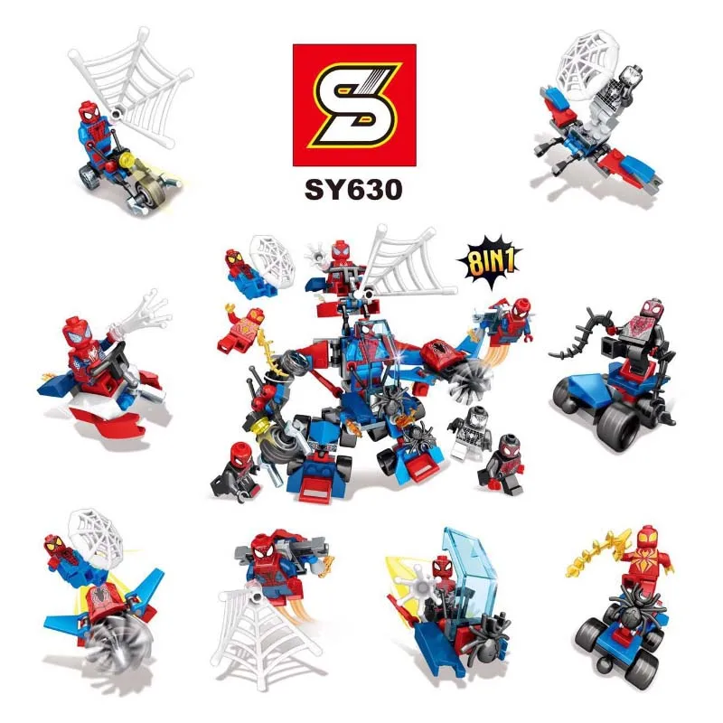 8in1 8pcs/lot Spider Man Super Hero Venom Scarlet Spider Figure Set Building Blocks Sets Models Bricks Toys For Children
8in1 8pcs/lot Spider Man Super Hero Venom Scarlet Spider Figure Set Building Blocks Sets Models Bricks Toys For Children