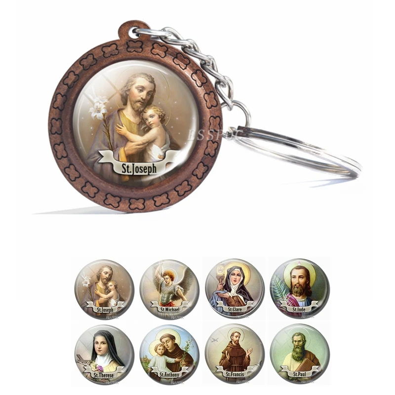 Christian Saint Jewelry St Michael Glass Cabochon Wooden Keychain Fashion Chic Key Rings Christmas Gift for Men Women
Christian Saint Jewelry St Michael Glass Cabochon Wooden Keychain Fashion Chic Key Rings Christmas Gift for Men Women