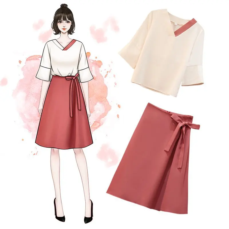 ICHOIX Women 2 pieces sets L-3XL Plus size clothing lace up casual 2 pieces skirt set two pieces summer outfits Korean t-shirt
ICHOIX Women 2 pieces sets L-3XL Plus size clothing lace up casual 2 pieces skirt set two pieces summer outfits Korean t-shirt