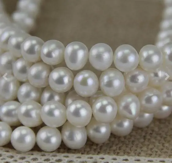 

Unique Pearls jewellery Store 8mm White Genuine Freshwater Pearl Loose Beads One Full String DIY Jewelry Material LS-016