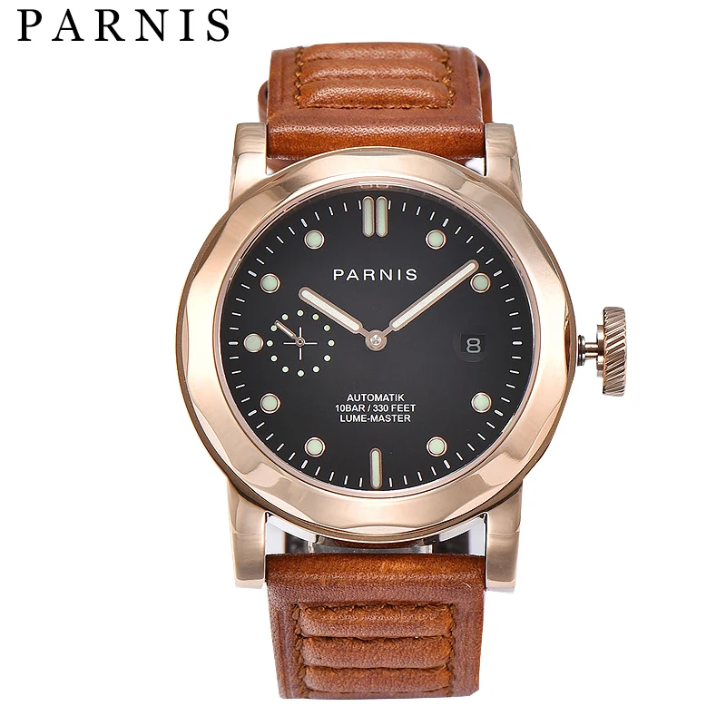 43mm Parnis Men Watch Mechanical Automatic Watches Cowhide Leather Strap Luminous 10ATM Mechanical Wristwatch Watches Men
43mm Parnis Men Watch Mechanical Automatic Watches Cowhide Leather Strap Luminous 10ATM Mechanical Wristwatch Watches Men