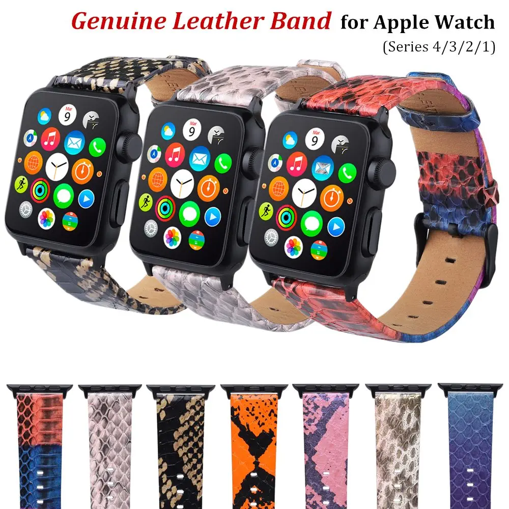 Genuine Leather Band with Snake Skin Pattern for Apple Watch Series 4 3 2 1 Replacement Strap Bracelet for iWatch 40/44/38/42MM
Genuine Leather Band with Snake Skin Pattern for Apple Watch Series 4 3 2 1 Replacement Strap Bracelet for iWatch 40/44/38/42MM