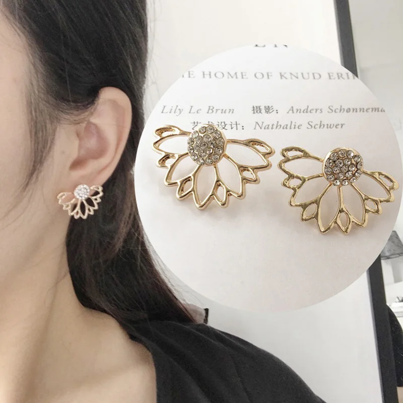 2018 Lotus Crystal Flower Stud Earrings For Women Fashion Jewelry Double Sided Gold Silver Plated Earrings Brincos pendientes
2018 Lotus Crystal Flower Stud Earrings For Women Fashion Jewelry Double Sided Gold Silver Plated Earrings Brincos pendientes