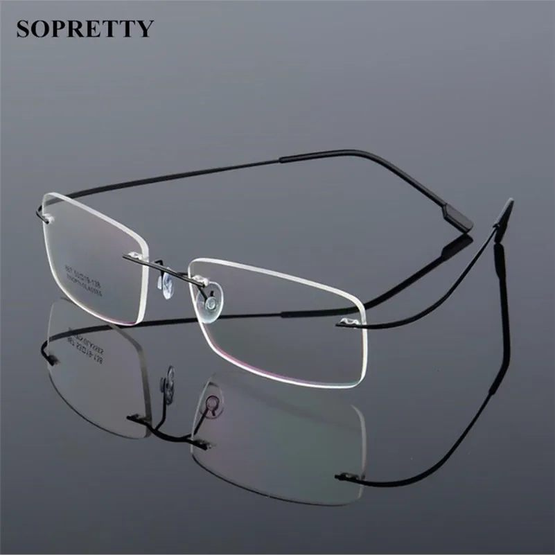 

Classic Mens Titanium Alloy Rimless Glasses Frames , Ultra-light Myopia Optical Frame , Screwless Frameless Eyeglasses A861