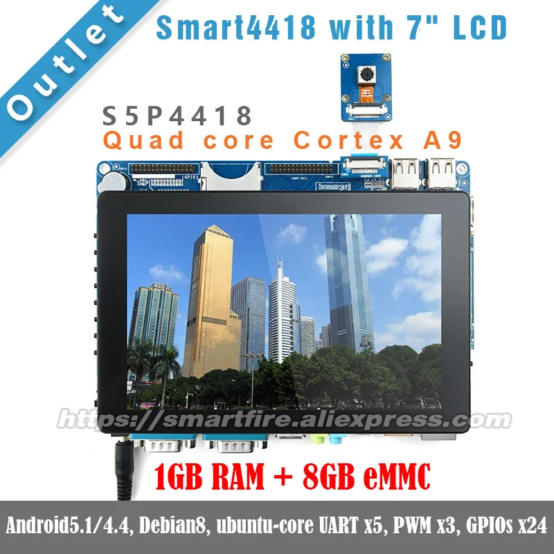 Smart4418 whit 7"LCD,1.4GHz,1GB RAM,8GB eMMC Quad core Cortex A9 S5P4418 ARM FriendlyARM Android linux DEMO Board
Smart4418 whit 7"LCD,1.4GHz,1GB RAM,8GB eMMC Quad core Cortex A9 S5P4418 ARM FriendlyARM Android linux DEMO Board