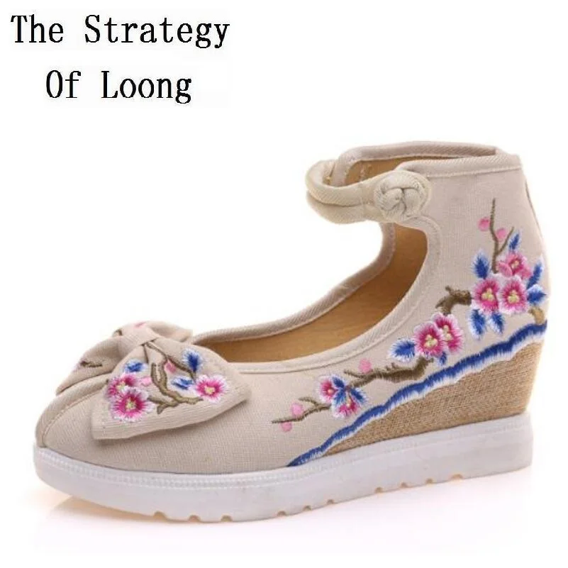 Women Canvas Increasing Height Ankle Strap Spring Autumn Shoes China Style Embroiders Butterfly Knot Wedges Heels Shoes 20190316
Women Canvas Increasing Height Ankle Strap Spring Autumn Shoes China Style Embroiders Butterfly Knot Wedges Heels Shoes 20190316