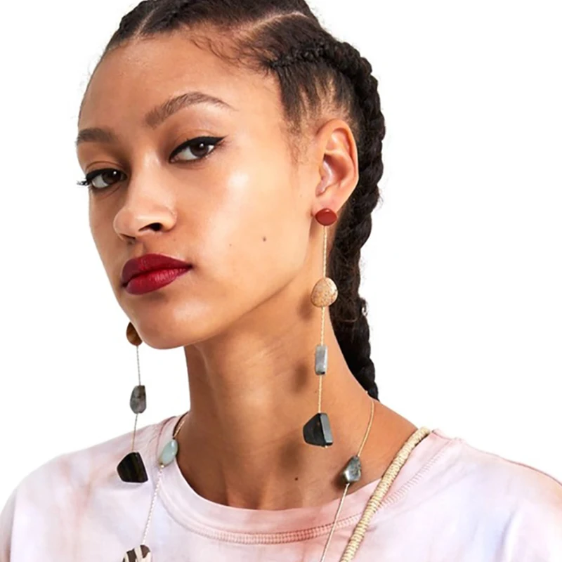 AENSOA Za Ethnic Irregular Stones Long Earrings For Women Fashion Bohemia Long Chain Dangle Statement Earrings Party Jewelry
AENSOA Za Ethnic Irregular Stones Long Earrings For Women Fashion Bohemia Long Chain Dangle Statement Earrings Party Jewelry
