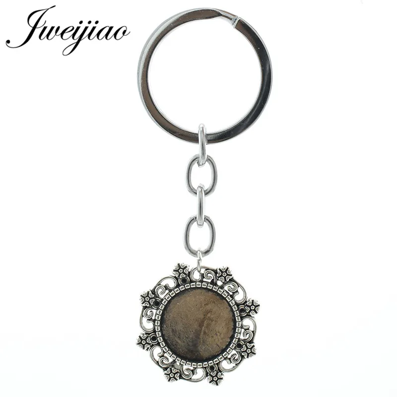 JWEIJIAO Vintage Color Flower Geometric Pendant Key Chian Trays Blank/Base fit 15MM Glass Cabochons Ring Bezels DZ53 |