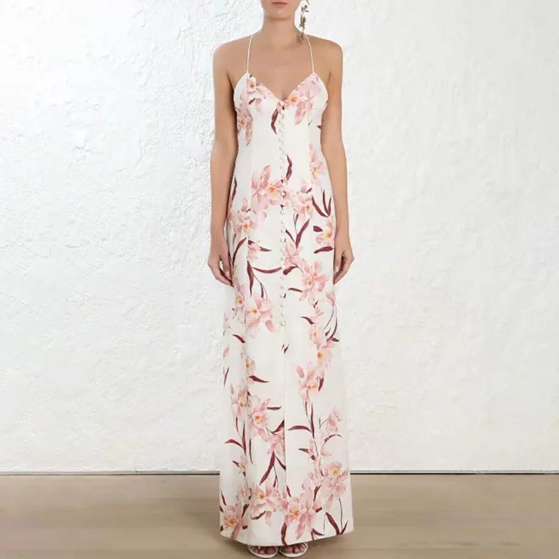 Women's Fashion New Magnolia Refreshing Linen Spaghetti Strap Button Decoration Cross Open Back Open Long Dress Holiday Dress
Women's Fashion New Magnolia Refreshing Linen Spaghetti Strap Button Decoration Cross Open Back Open Long Dress Holiday Dress