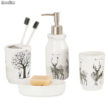 4Pcs/Set Ceramic Bathroom Accessories Set Soap Dish Tumbler Soup Dispenser Toothbrush Toothpaste Holder Hand Sanitizer Bottle
4Pcs/Set Ceramic Bathroom Accessories Set Soap Dish Tumbler Soup Dispenser Toothbrush Toothpaste Holder Hand Sanitizer Bottle