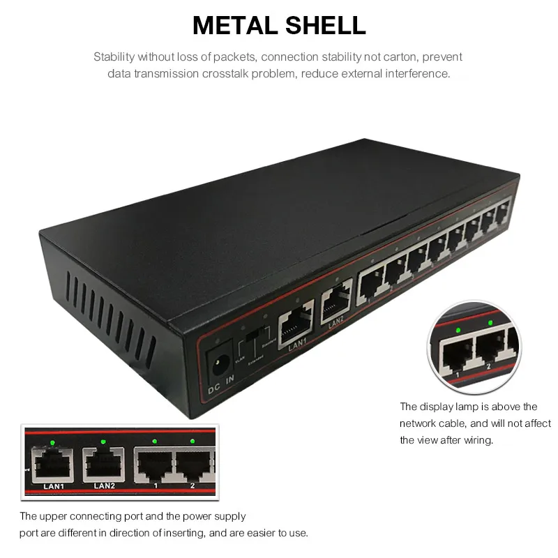 8+2 Ports 10/100Mbps SPoE Switch Injector Power over Ethernet Switch for IP Cameras AP VoIP Network Vlan Smart Switch
8+2 Ports 10/100Mbps SPoE Switch Injector Power over Ethernet Switch for IP Cameras AP VoIP Network Vlan Smart Switch