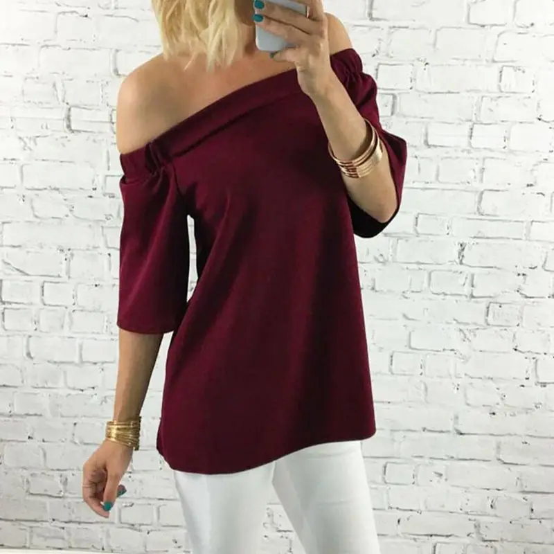 Festy Kary 2018 Summer Women Blouse Half Sleeve Slash Neck Off Shoulder Women Tops Wine Red Color Sexy Blusas Tops Shirt Women
Festy Kary 2018 Summer Women Blouse Half Sleeve Slash Neck Off Shoulder Women Tops Wine Red Color Sexy Blusas Tops Shirt Women