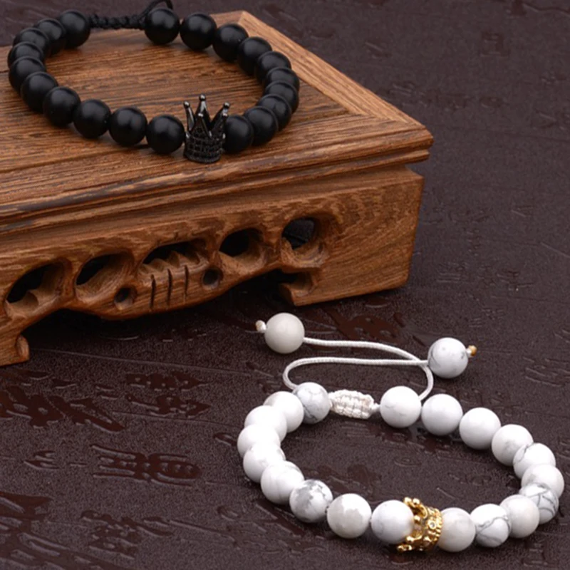 OIQUEI Couple King Queen CZ Crown Adjustable Bracelet For Women Men Charm Black White Natural Stone Friendship Weaving Bracelets
OIQUEI Couple King Queen CZ Crown Adjustable Bracelet For Women Men Charm Black White Natural Stone Friendship Weaving Bracelets