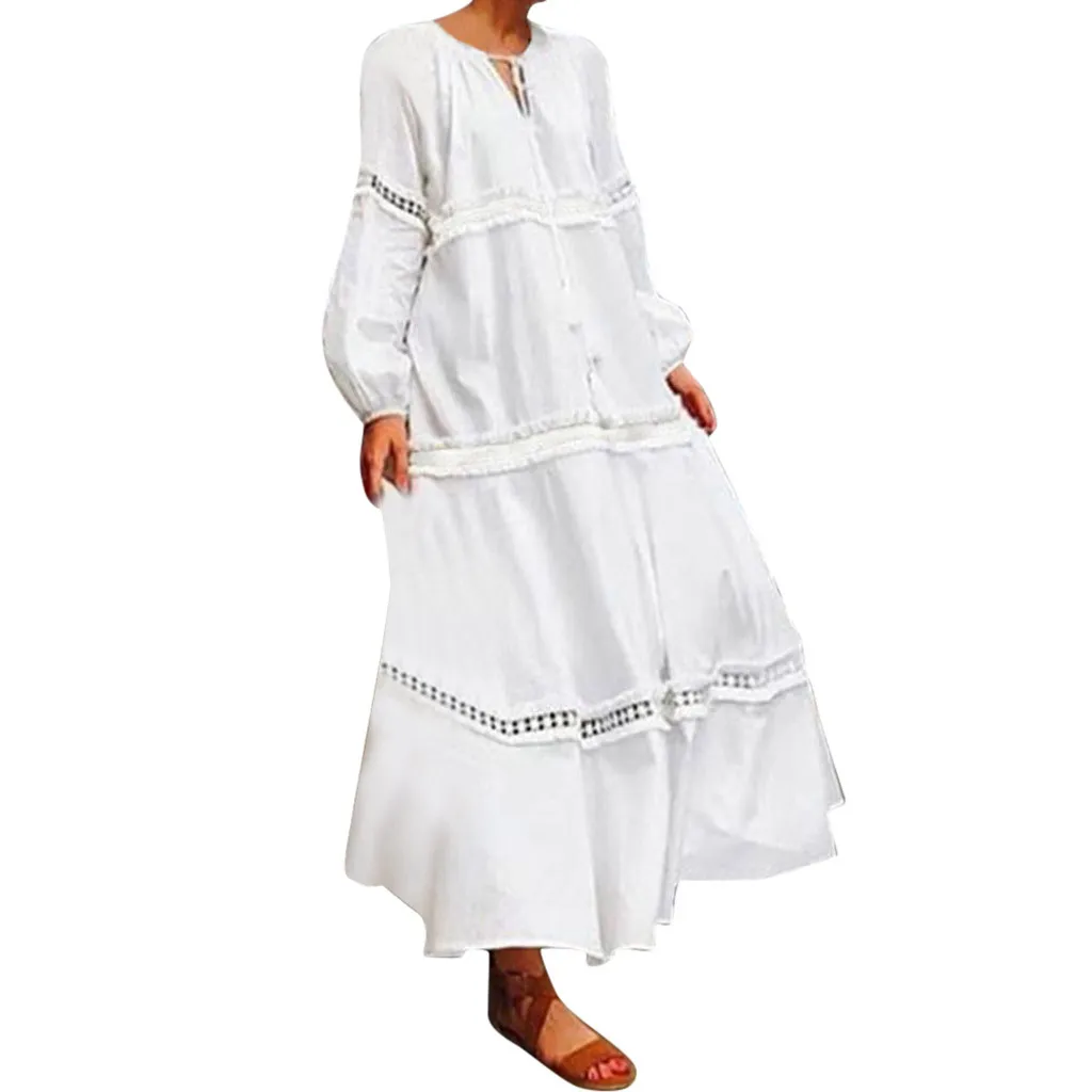 Bohemian Dress 2019 Women Plus Size Solid Lace Loose Long Sleeve Sexy Party Long Dress Vestidos de fiesta roupas feminina z0716
Bohemian Dress 2019 Women Plus Size Solid Lace Loose Long Sleeve Sexy Party Long Dress Vestidos de fiesta roupas feminina z0716