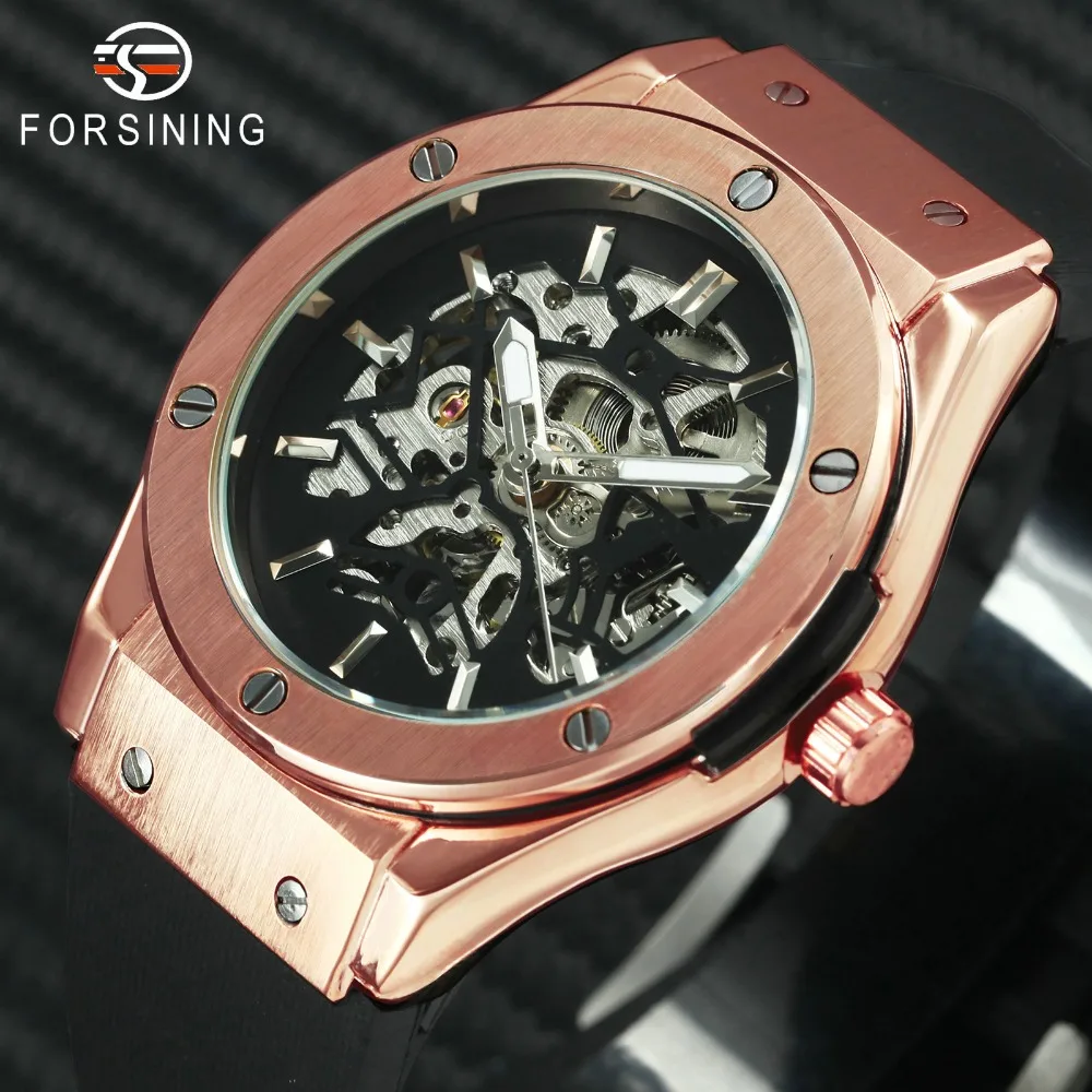 FORSINING Top Brand Luxury Mens Watches Auto Mechanical Skeleton Dial Rubber Strap Metal 3D Blot Design Fashion Classic Watch
FORSINING Top Brand Luxury Mens Watches Auto Mechanical Skeleton Dial Rubber Strap Metal 3D Blot Design Fashion Classic Watch