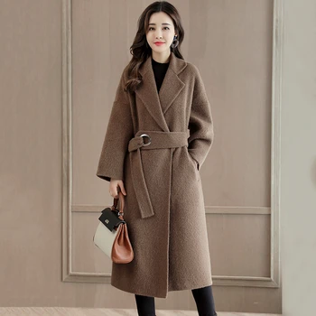 Women Autumn Winter Woolen Overcoat Lapel Long Sleeve Pocket Slim Single Button Coat Female Tops Fashion OL Clothing Belt P50
Women Autumn Winter Woolen Overcoat Lapel Long Sleeve Pocket Slim Single Button Coat Female Tops Fashion OL Clothing Belt P50
