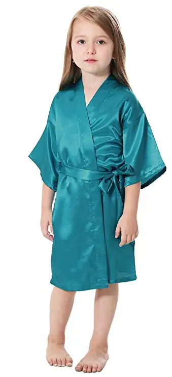 Kids Solid Satin Rayon Kimono Robe Bridesmaid Solid Bathrobe Children Nightgown Sleepwear Dressing Gown Kids Solid Satin Rayon Kimono Robe Bridesmaid Solid Bathrobe Children Nightgown Sleepwear Dressing Gown