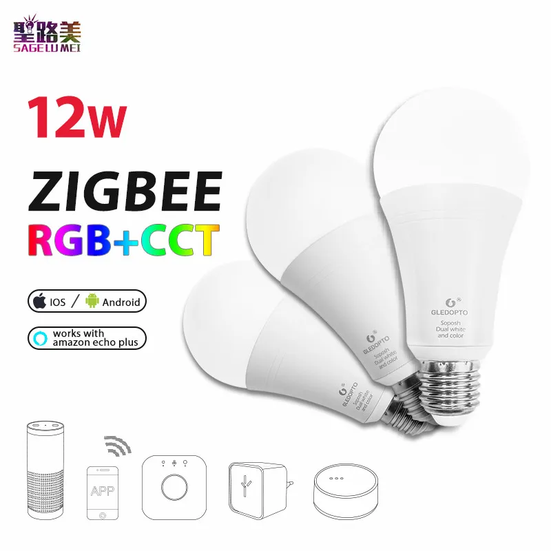 ZIGBEE E27 12W RGB+CCT LED Bulb AC110 - 220V RGB and dual white and color LED bulb dimmable lamp RGBW RGBWW work alexa phone
ZIGBEE E27 12W RGB+CCT LED Bulb AC110 - 220V RGB and dual white and color LED bulb dimmable lamp RGBW RGBWW work alexa phone