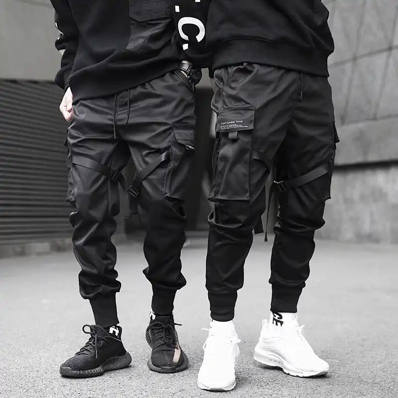 cargo black pants mens