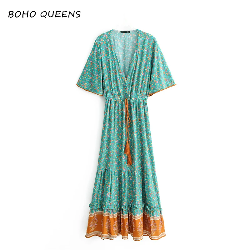 Vintage Chic fashion women printing V-neck lace collar beach long Bohemian women dress Ladies V neck Tassel Summer Boho dress
Vintage Chic fashion women printing V-neck lace collar beach long Bohemian women dress Ladies V neck Tassel Summer Boho dress