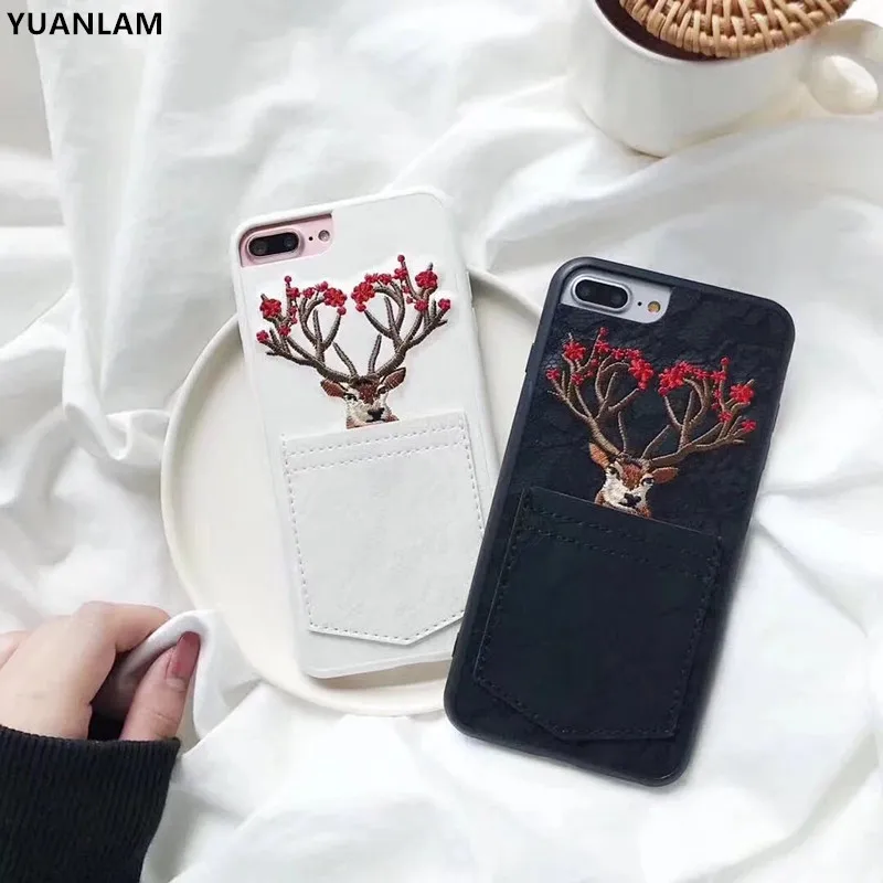 New Pocket Case 3D embroidery phone Case for iPhone 7 7plus 6 6plus 8 8 plus X XS MAX Sika deer Phone Back Cover with Card slot
New Pocket Case 3D embroidery phone Case for iPhone 7 7plus 6 6plus 8 8 plus X XS MAX Sika deer Phone Back Cover with Card slot