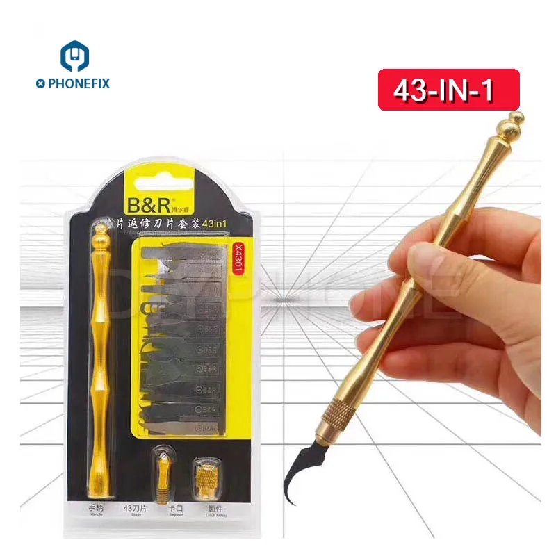 PHONEFIX 43 in 1 IC Chip Remover Tools Motherboard HDD NAND PCB Repair Knife Curved Blade for iPhone Samsung Mainboard Repair
PHONEFIX 43 in 1 IC Chip Remover Tools Motherboard HDD NAND PCB Repair Knife Curved Blade for iPhone Samsung Mainboard Repair