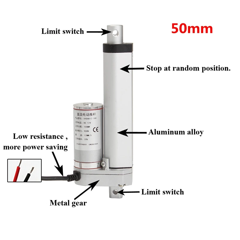 6/9/10/12/16/20/25mm/s Electric Linear actuator 50mm Stroke Linear Motor ontroller Dc 12V 400/500/700/750/900/1100/1200/1500N
6/9/10/12/16/20/25mm/s Electric Linear actuator 50mm Stroke Linear Motor ontroller Dc 12V 400/500/700/750/900/1100/1200/1500N