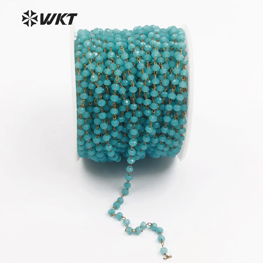 WT-RBC036 WKT New Arrival Rosary Beads Chains Sky Blue Tiny Round Shape Beads In Gold Electroplated Wire For Jewelry Accessories
WT-RBC036 WKT New Arrival Rosary Beads Chains Sky Blue Tiny Round Shape Beads In Gold Electroplated Wire For Jewelry Accessories