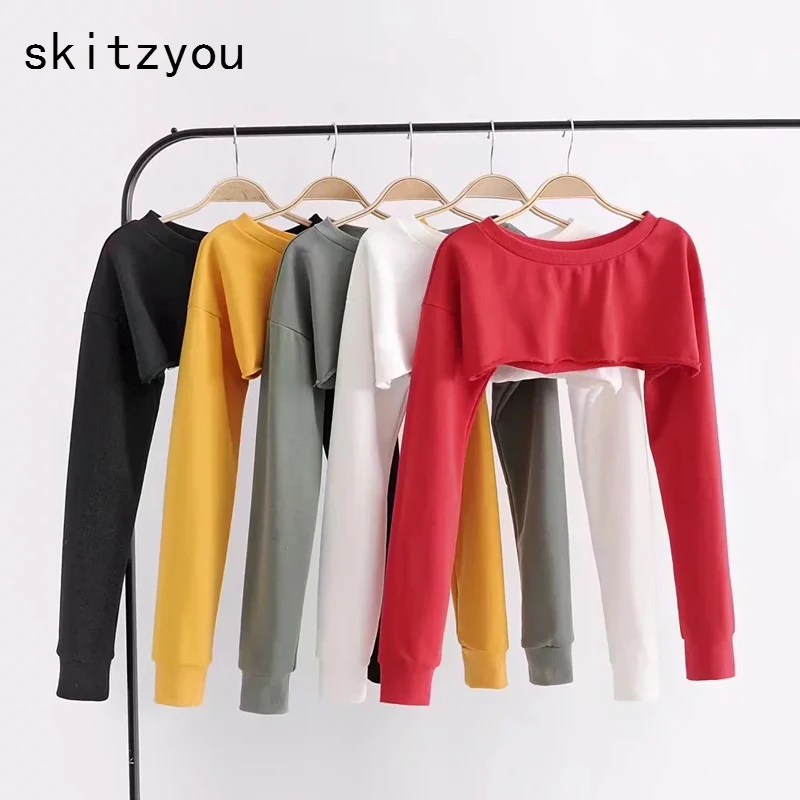 skitzyou Women White Casual Short Autumn Hoodies O Neck Long Sleeve Black Female Oversize harajuku Sweatshirt kawaii Streetwear
skitzyou Women White Casual Short Autumn Hoodies O Neck Long Sleeve Black Female Oversize harajuku Sweatshirt kawaii Streetwear