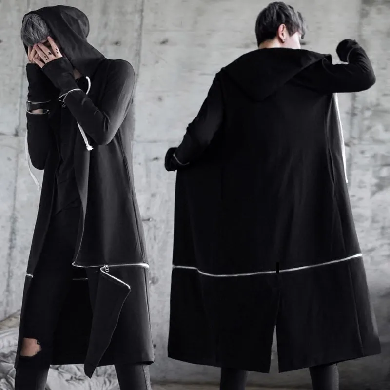 New long style handsome Korean style popular logo autumn over knee windbreaker long style over knee extra long hair stylist coat 
New long style handsome Korean style popular logo autumn over knee windbreaker long style over knee extra long hair stylist coat