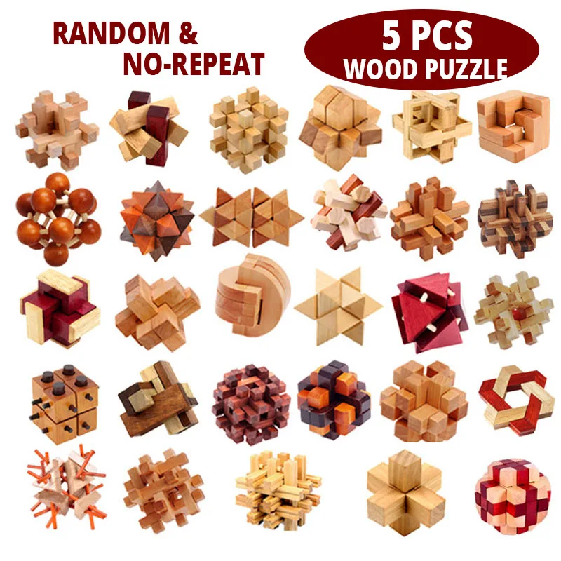 5Pcs 3D Wooden Puzzle Locked Toys Game Cube Brain Teasers Educational Toy for Kids Adults Building Kit Block Model
5Pcs 3D Wooden Puzzle Locked Toys Game Cube Brain Teasers Educational Toy for Kids Adults Building Kit Block Model