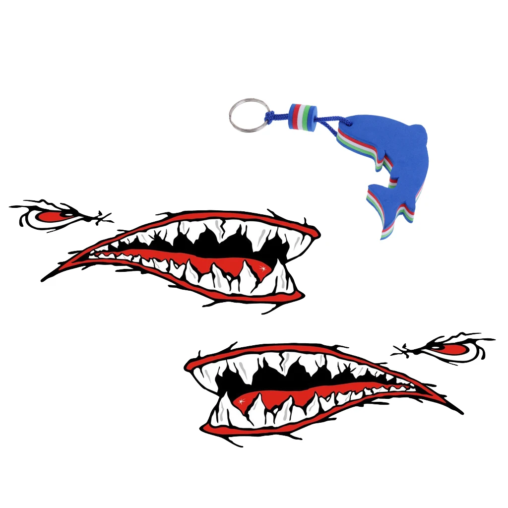 2 Pieces Shark Mouth Teeth PVC Car Yacht Boat Decal Sticker Decor + Dolphin Floating Key Chain Key Ring
2 Pieces Shark Mouth Teeth PVC Car Yacht Boat Decal Sticker Decor + Dolphin Floating Key Chain Key Ring