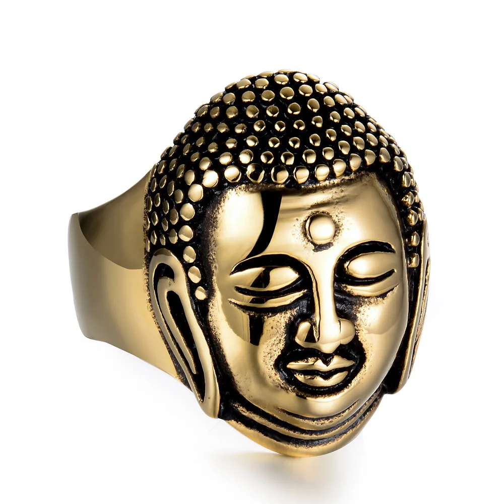 Мужское титановое стальное буддистское кольцо Sakyamuni|Кольца| |