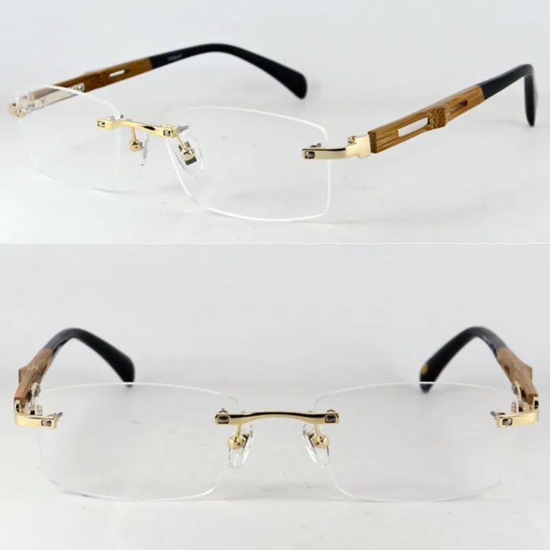 

Pure Titanium Wooden Hand Made Rimless Eyeglass Frames Luxury Myopia Rx able Men Women Glasses Spectacles Top Quality