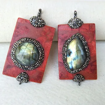 4Pcs rectangle stone Pendants Pave Rhinestone and Labradorite Bead connector Charms For Making Necklaces Jewelry findings CT264
4Pcs rectangle stone Pendants Pave Rhinestone and Labradorite Bead connector Charms For Making Necklaces Jewelry findings CT264