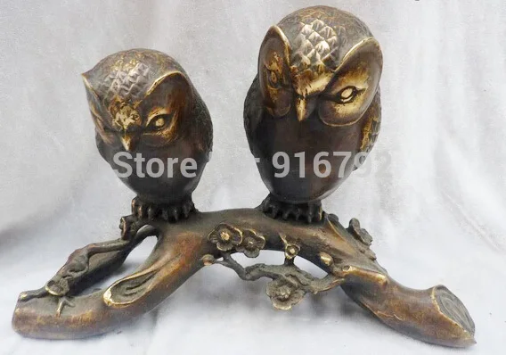 7"Chinese Bronze handwork carved beautiful eximous lifelike Two night owl Statue
7"Chinese Bronze handwork carved beautiful eximous lifelike Two night owl Statue