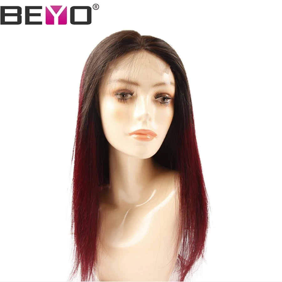#1B99J Color Ombre lace front human hair wigs for black women brazilian straight lace wig With Baby Hair remy beyo (1)