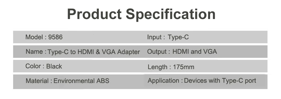 USB C HDMI VGA Adapter Type C to HDMI 10
