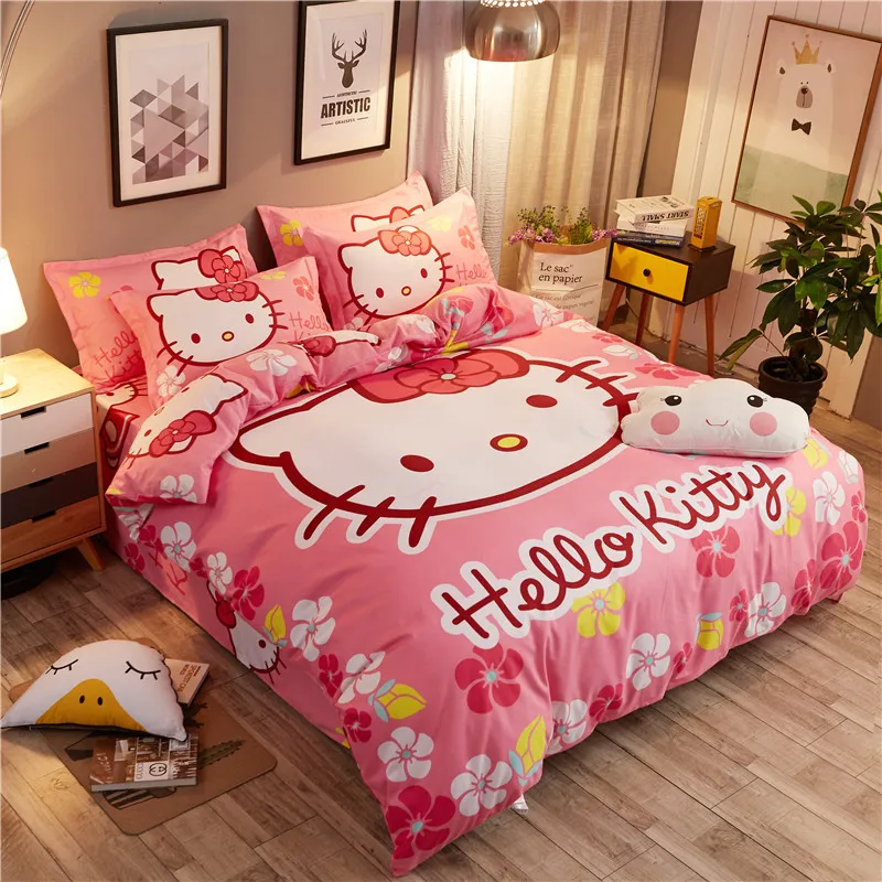 Bedding Set cotton Lovely cartoon English color sanding Hello Kitty 4pcs/3pcs Duvet Cover Sets Bed Sheet Set Pillowcase
Bedding Set cotton Lovely cartoon English color sanding Hello Kitty 4pcs/3pcs Duvet Cover Sets Bed Sheet Set Pillowcase